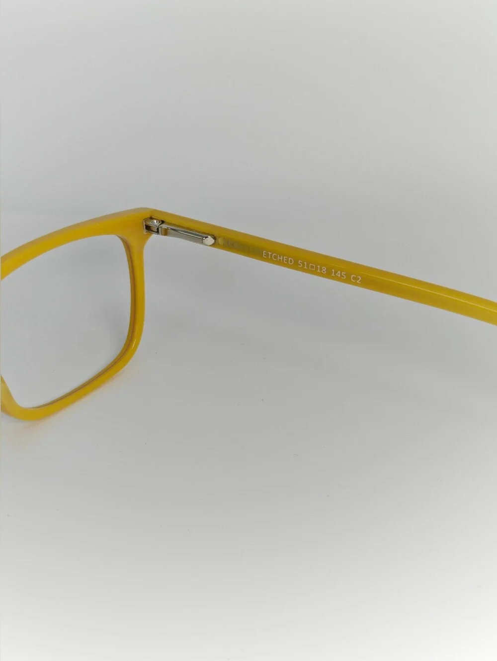 Etched. Mustard Yellow Eyeglass Frames Trendy Color. Rectangular.